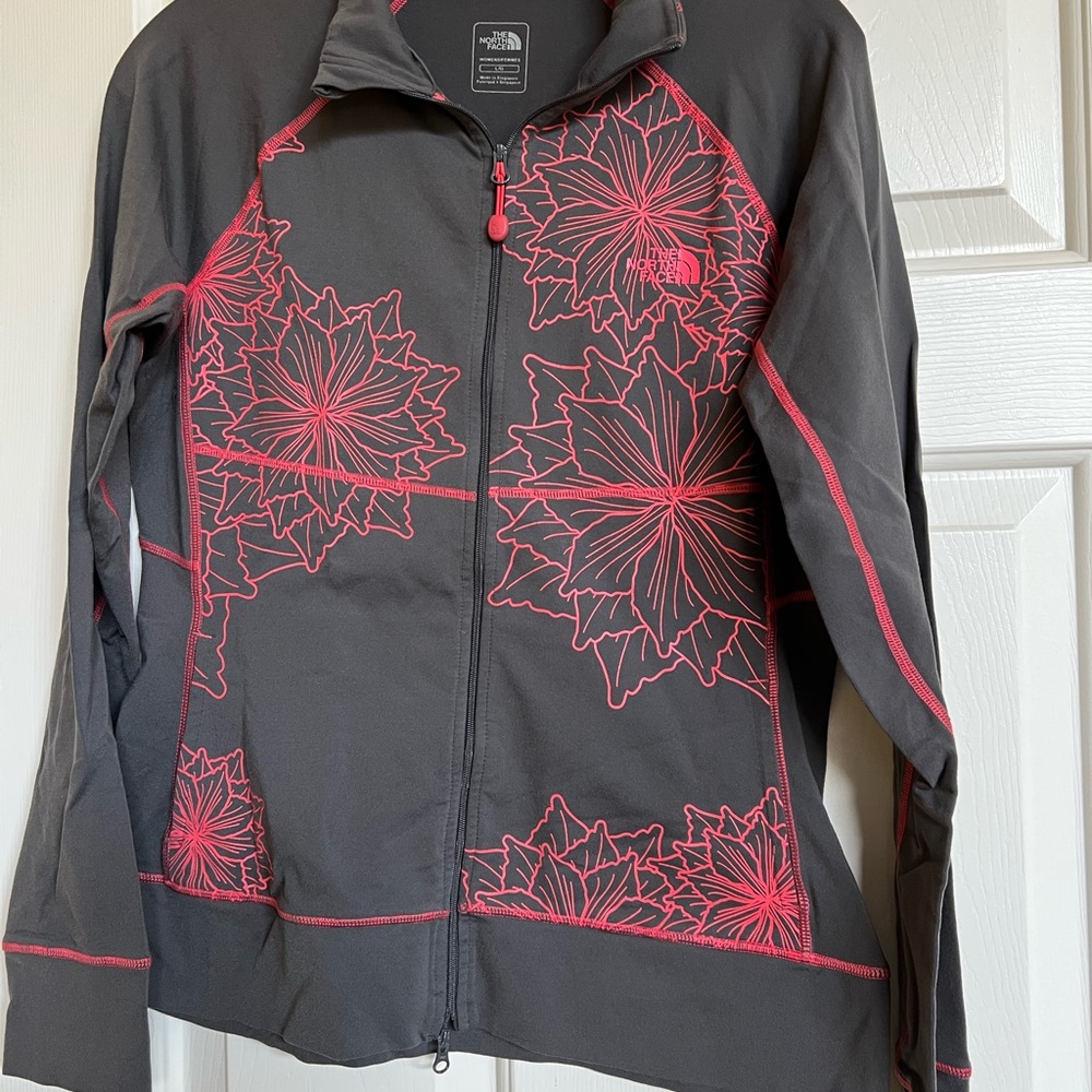 The north face gray and floral athletic jacket